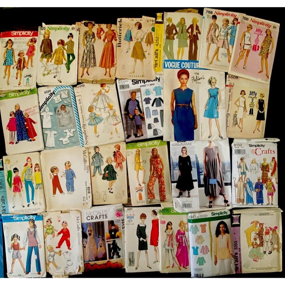 Mixed Lot of 28 Sewing Patterns - Mens, Womens, Kids, Baby, Costumes, Crafts